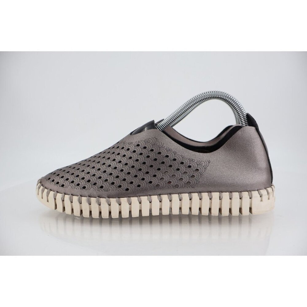 Ilse Jacobsen Women's Tulip Sneaker Size 40 10 Slip On Shoe Silver Perforated - Picture 5 of 12